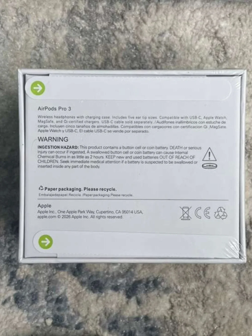 Apple AirPods Pro 3 White Packaging - Sealed Box